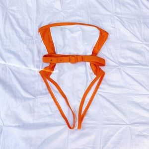 Orange and white one piece